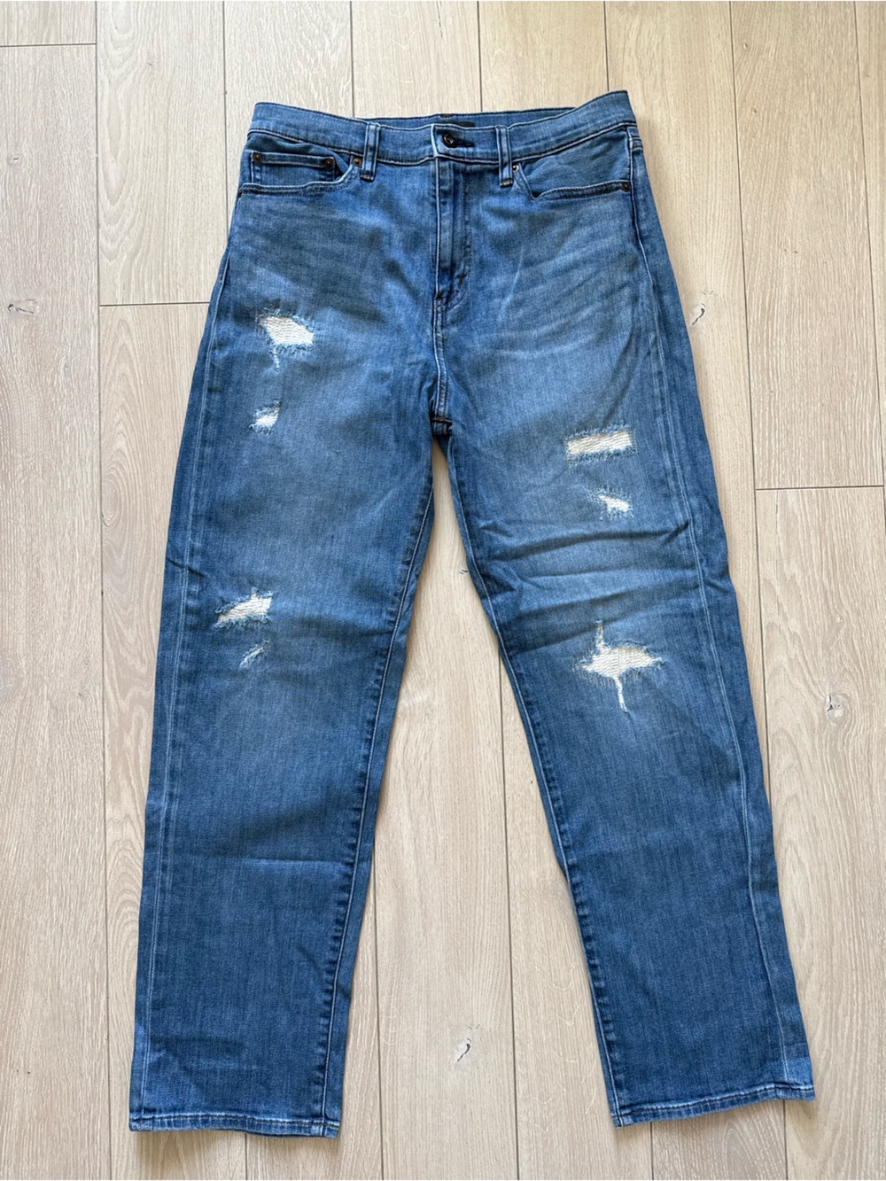 Uniqlo Distressed Straight Jeans Blue Women’s Size 27